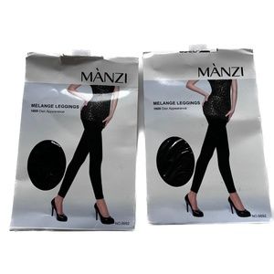 Manzi leggings 2 Pair Melange 1600 Den Footless Opaque Black M / L New No. 6692